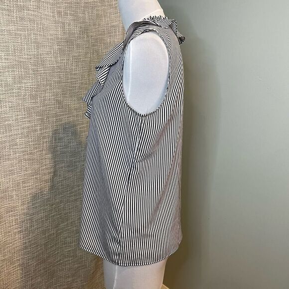 Karl Lagerfeld Paris Yagavi Ruffle Front Sleeveless Button Front Blouse Medium - Picture 2 of 8